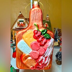 Charcuterie Board Glass Christmas Ornament Cheeses Salami Fruit Party Tray